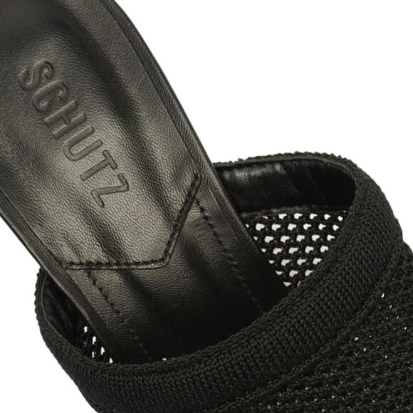 Schutz Sinara Mesh Heeled Slide Sandals Black - Picture 3 of 12